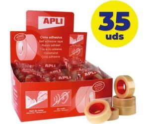 Caja de Cintas Adhesivas Transparentes Apli 11103/ 1.9cm x 33m/ 35 unidades