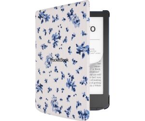 Pocketbook funda shell series verse + verse pro - patron flores blanco azul