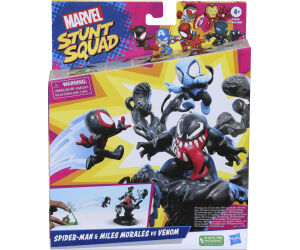 Set de juego hasbro marvel stunt squad villain knockdown spider - man y miles morales vs venom