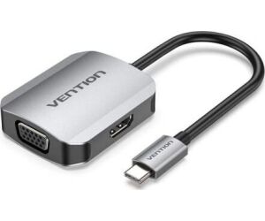 Conversor Vention TDIHB/ USB Tipo-C Macho/ VGA Hembra - HDMI Hembra/ 15cm/ Plata