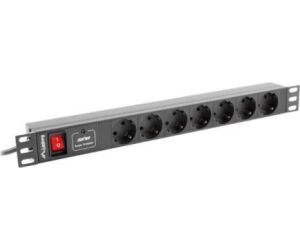 Regleta lanberg 1u 16a rack 19 7x socket negro 2m