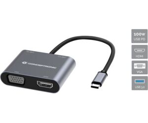 Hub usb tipo c conceptronic donn16g 1 x hdmi - 1 x vga - 1 x usb tipo c - 1 x usb 3.0