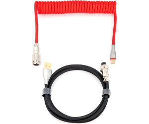 Phoenix kioru cable aviador en espiral con conector tipo c para teclados gaming negro y rojo