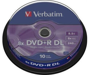 DVD+R Doble Capa Verbatim Advanced AZO 8X/ Tarrina-10uds