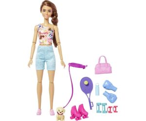 Mueca barbie mattel conjunto entrenamiento y cachorrito