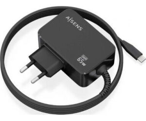 Cargador Gan de Pared Aisens ASCH-1PD65WL033-BK/ 1xUSB Tipo-C + Cable 1.8m/ 65W