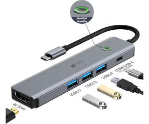 Leotec Docking Station 6en1 1usb-c Pd100 Power&datos 3usb3.0 1hdmi 4k 30hz