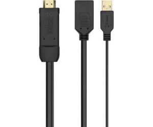 Cable Conversor 4K Aisens A122-0642/ HDMI Macho - DisplayPort Hembra - USB Macho/ Hasta 10W/ 2250Mbps/ 10cm + 10cm/ Negro