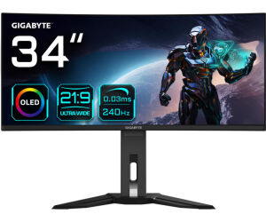 Gigabyte MO34WQC2 pantalla para PC 86,4 cm (34") 3440 x 1440 Pixeles Wide Quad HD OLED Negro