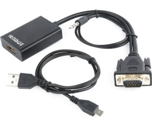 Cable Adaptador Gembird Vga Macho A Hdmi Hembra 0,15m Con Audio 3,5mm