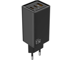 LEOTEC CARGADOR 65W GaN CARGA RAPIDA 2 USB TIPO-C PD 1 USB-A NEGRO