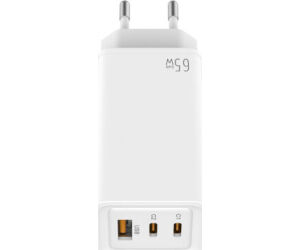 LEOTEC CARGADOR 65W GaN CARGA RAPIDA 2 USB TIPO-C PD 1 USB-A BLANCO