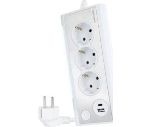 REGLETA SOBREMESA 3 TOMAS + 2xUSB CON LUZ BLANCO NANOCABLE