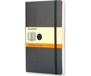 Libreta Clasica Tapa Blanda Negra L (13x21cm) Rayada Moleskine Qp616