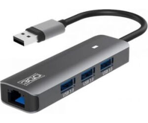 HUB USB 3.0 3GO HUB37PETH2/ 3xUSB/ 1xRJ45/ Gris