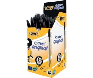 Caja de Bolgrafos de Tinta de Aceite Bic Cristal Original 8373639/ 50 unidades/ Negros