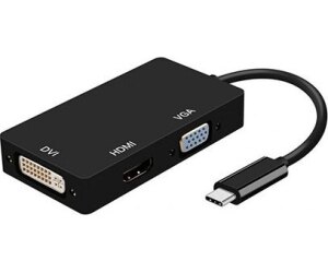 Conversor Aisens A109-0343/ USB Tipo-C Macho - DVI Hembra/ VGA Hembra / HDMI Hembra/ 15cm/ Negro