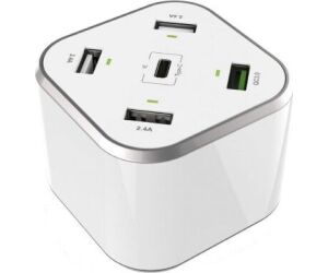 Cargador de Mesa Aisens ASCH-5PQC-W/ 1xUSB Tipo-C/ 4xUSB/ 48W