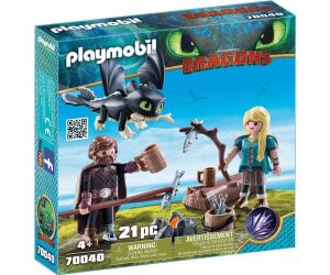 Playmobil como entrenar a tu dragon hipo y astrid con bebe dragon