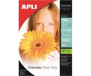 Papel Fotogrfico Apli Everyday 11475/ DIN A4/ 180g/ 100 Hojas/ Brillante