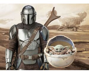 Puzle lenticular prime 3d 500 piezas the mandalorian el mandaloriano mando & grogu en capsula