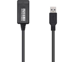 Cable Alargador USB 3.0 con Amplificador Aisens A105-0525/ USB Macho - USB Hembra/ Hasta 9W/ 625Mbps/ 5m/ Negro