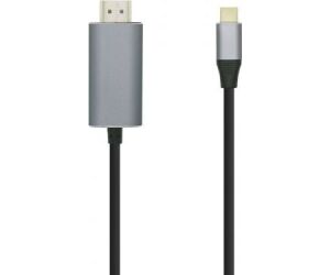 Cable Conversor Aisens A109-0392/ USB Tipo-C Macho - HDMI Macho/ Hasta 27W/ 1250Mbps/ 80cm/ Negro