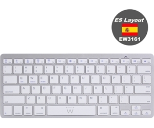 Ewent EW3161 teclado Bluetooth QWERTY Español Plata, Blanco