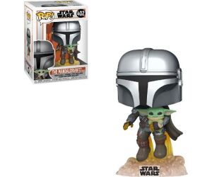 Funko pop star wars the mandalorian mandalorian volando con jet & baby yoda 50959