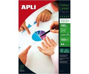 Papel Fotogrfico Apli Colour Laser 11817/ DIN A4/ 160g/ 100 Hojas/ Brillante