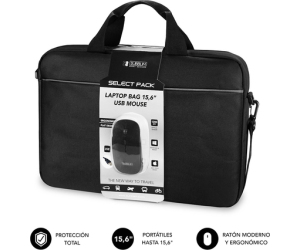 SUBBLIM Maletín con Ratón Select Pack Wired Mouse USB + Laptop bag 15,6"