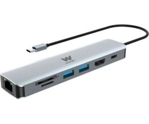 Docking USB Tipo-C Woxter PE26-181/ 1xHDMI/ 2xUSB/ 1xLector de Tarjetas/ 1xRJ45/ 1xMicroUSB/ Gris