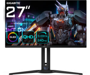 GIGABYTE AORUS Monitor de juego FO27Q2 OLED QHD de 27” - 2560 x 1440 (QHD), 240Hz, 0.03ms, KVM, 250 cd/m², FreeSync Premium Pro, DisplayHDR True Black 400, HDMI 2.1