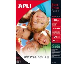 Papel Fotogrfico Apli Bestprice 11804/ DIN A4/ 140g/ 100 Hojas/ Brillante