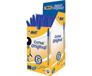 Caja de Bolgrafos de Tinta de Aceite Bic Cristal Original 8373609/ 50 unidades/ Azules