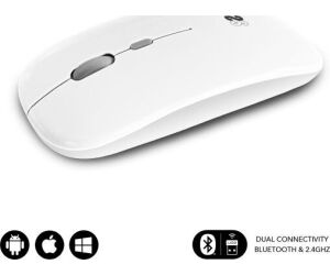 SUBBLIM Ratón Óptico Inalámbrico 2.4G y Bluetooth Dual Flat Mouse Recargable Blanco