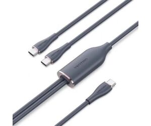 Cable USB 2.0 Tipo-C Vention CTMBG/ USB Tipo-C Macho - 2 x USB Tipo-C Macho/ Hasta 100W/ 480Mbps/ 1.5m/ Negro