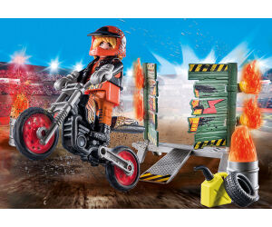 Playmobil starter pack stuntshow moto con pared de fuego