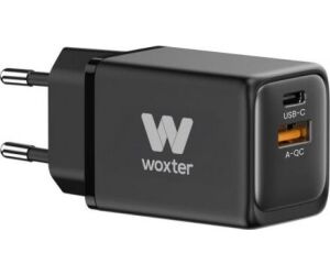 Cargador GaN de Pared Woxter PE26-175/ 1xUSB Tipo-C + Cable USB Tipo-C/ 1xUSB/ 48W