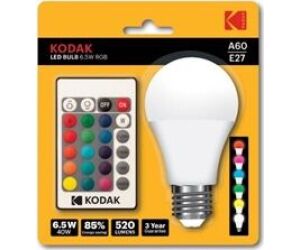 Bombilla led kodak rgb a60 - e27 -  6.5w=55w - mando a distancia