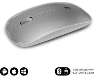 SUBBLIM Ratón Óptico Inalámbrico 2.4G y Bluetooth Dual Flat Mouse Recargable Plateado