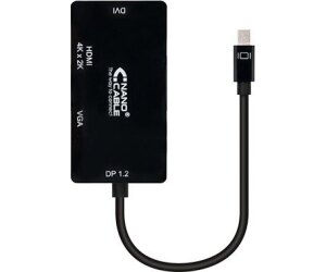 Cable Conversor Nanocable 10.16.3302-BK/ Mini Displayport Macho - VGA Hembra/ HDMI Hembra/ DVI Hembra