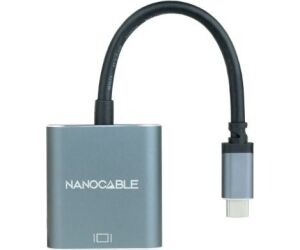 Nanocable Conversor USB-C a VGA, USB-C/M-VGA/H, Aluminio, Gris, 10 cm