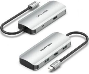 Hub USB Tipo-C Vention TNAHB/ 4xUSB/ 1xMicroUSB PD