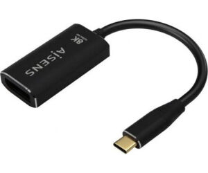 Conversor Aisens A109-0690/ USB Tipo-C Macho - DisplayPort Hembra/ Hasta 27W/ 1250Mbps/ 15cm/ Negro