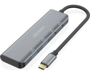 Hub USB Tipo-C Aisens A109-0763/ 2xUSB/ 2xUSB Tipo-C/ Gris