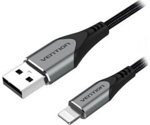 Cable USB 2.0 Lightning Vention LABHF/ USB Macho - Lightning Macho/ Hasta 12W/ 480Mbps/ 1m/ Gris