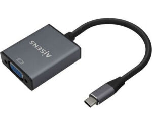 Conversor Aisens A109-0691/ USB Tipo-C Macho - VGA Hembra/ Hasta 27W/ 1250Mbps/ 15cm/ Gris