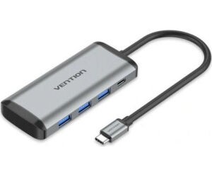 Docking USB Tipo-C Vention TGRHB/ 3xUSB/ 1xLector Tarjetas/ 1xUSB Tipo-C PD/ Gris