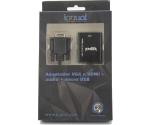 iggual Adaptador VGA a HDMI + audio + microUSB